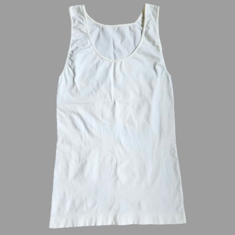 Vintage white light shapewear tank top no side seam stretchy size  L/XL